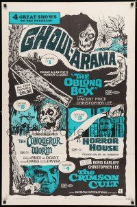 8x346 GHOUL-ARAMA 1sh '70 quad-bill of Oblong Box, Conqueror Worm, Horror House & Crimson Cult!