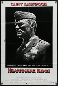 8x384 HEARTBREAK RIDGE advance 1sh '86 Clint Eastwood all decked out in camouflage with gun!