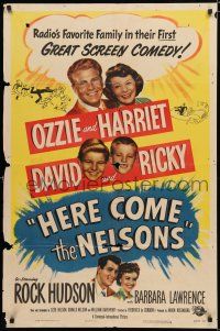8x387 HERE COME THE NELSONS 1sh '51 Ozzie, Harriet, Ricky, David & Rock Hudson too!