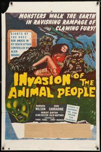 8x430 INVASION OF THE ANIMAL PEOPLE/TERROR OF THE BLOODHUNTERS 1sh '62 monsters & sexy girl!