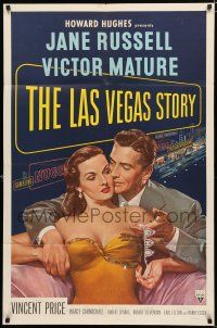 8x485 LAS VEGAS STORY 1sh '52 Victor Mature romances sexy Jane Russell & gives her jewelry!