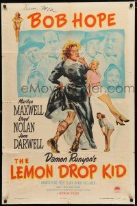 8x493 LEMON DROP KID 1sh '51 wacky artwork of Bob Hope in drag, Marilyn Maxwell!