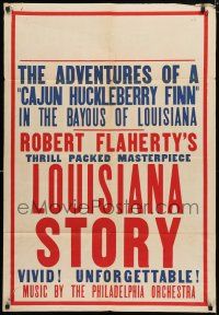 8x508 LOUISIANA STORY 1sh '48 Robert Flaherty documentary, adventures of Cajun Huckleberry Finn!