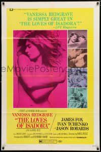 8x514 LOVES OF ISADORA 1sh '69 classic Skrebneski photo of sexy Vanessa Redgrave covering herself!
