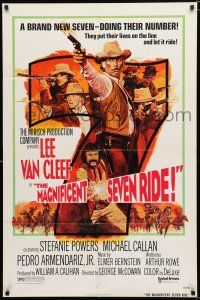 8x523 MAGNIFICENT SEVEN RIDE 1sh '72 art of cowboy Lee Van Cleef firing six-shooter!