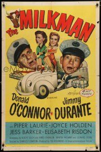 8x550 MILKMAN 1sh '50 wacky art of Donald O'Connor & Jimmy Durante + sexy Piper Laurie!