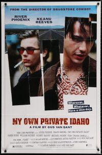 8x579 MY OWN PRIVATE IDAHO 1sh '91 close up of smoking River Phoenix & Keanu Reeves!