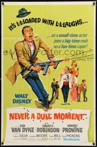 8x589 NEVER A DULL MOMENT style B 1sh '68 Disney, art of wacky Dick Van Dyke, Edward G. Robinson!