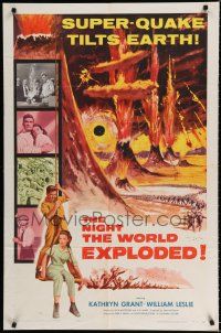 8x601 NIGHT THE WORLD EXPLODED 1sh '57 a super-quake tilts the Earth, nature goes mad!