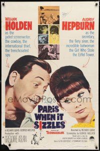 8x642 PARIS WHEN IT SIZZLES 1sh '64 close-up of pretty Audrey Hepburn & William Holden!