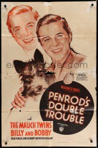 8x649 PENROD'S DOUBLE TROUBLE 1sh '38 twins Billy & Bobby Mauch, based on Booth Tarkington story!