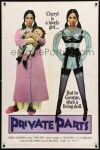 8x673 PRIVATE PARTS 1sh '72 Paul Bartel directed horror comedy, she's a living doll!