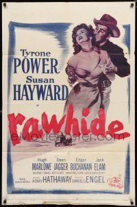 8x697 RAWHIDE 1sh R56 Tyrone Power & pretty Susan Hayward in western action!