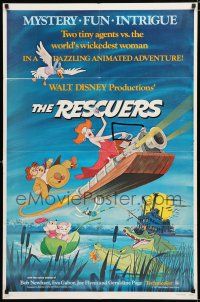 8x702 RESCUERS 1sh '77 Disney mouse mystery adventure cartoon from the depths of Devil's Bayou!