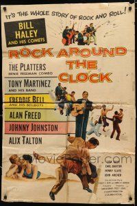 8x718 ROCK AROUND THE CLOCK 1sh '56 Bill Haley & His Comets, The Platters, Alan Freed!