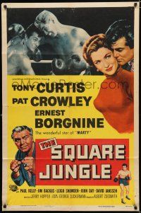 8x804 SQUARE JUNGLE 1sh '56 Pat Crowley, Borgnine, boxing Tony Curtis fighting in the ring!
