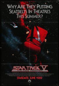 8x817 STAR TREK V advance 1sh '89 The Final Frontier, image of theater chair w/seatbelt!