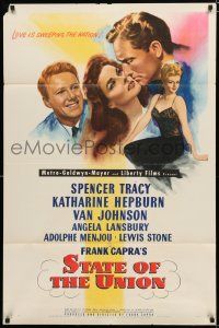 8x823 STATE OF THE UNION 1sh '48 Capra, art of Spencer Tracy, Kate Hepburn & Angela Lansbury!
