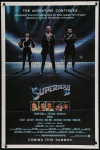 8x837 SUPERMAN II teaser 1sh '81 Christopher Reeve, cool image of villain Terence Stamp!