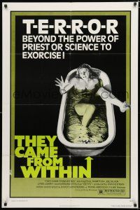 8x860 THEY CAME FROM WITHIN 1sh '76 David Cronenberg, art of terrified girl in bath tub!