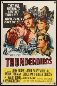 8x871 THUNDERBIRDS 1sh '52 cool art of John Derek & John Barrymore!