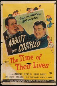 8x879 TIME OF THEIR LIVES 1sh '46 wacky image of Bud Abbott & Lou Costello & art of sexy girls!
