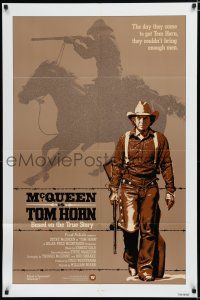 8x889 TOM HORN int'l 1sh '80 different art of Steve McQueen & silhouette in background!