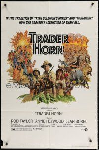 8x903 TRADER HORN 1sh '73 Larry Salk artwork of Rod Taylor & Anne Heywood in the jungle!