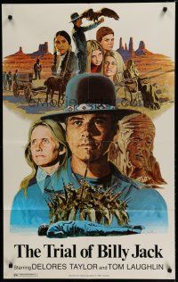 8x908 TRIAL OF BILLY JACK 1sh '74 Larry Salk art of Tom Laughlin as Billy Jack, Delores Taylor!