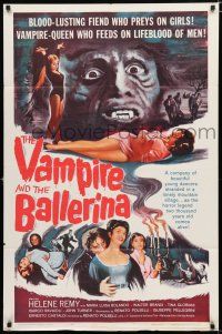 8x926 VAMPIRE & THE BALLERINA 1sh '61 blood-lusting vampire queen fiend who preys on girls!