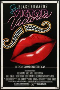 8x930 VICTOR VICTORIA 1sh '82 Julie Andrews, Blake Edwards, cool lips & mustache art by John Alvin