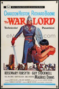8x940 WAR LORD 1sh '65 art of Charlton Heston all decked out in armor with sword!