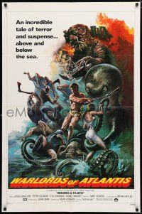 8x943 WARLORDS OF ATLANTIS 1sh '78 really cool fantasy artwork with monsters by Joseph Smith!