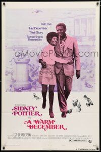 8x944 WARM DECEMBER style A 1sh '73 full-length image of Sidney Poitier w/arm around Ester Anderson
