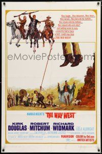 8x950 WAY WEST style B 1sh '67 Kirk Douglas, Robert Mitchum, great art of frontier justice!