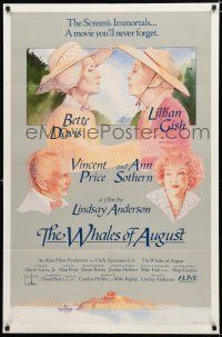 8x953 WHALES OF AUGUST 1sh '87 art of Bette Davis, Lillian Gish, Ann Sothern & Vincent Price!
