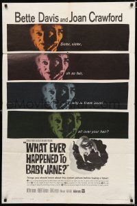 8x954 WHAT EVER HAPPENED TO BABY JANE? 1sh '62 Robert Aldrich, Bette Davis & Joan Crawford!