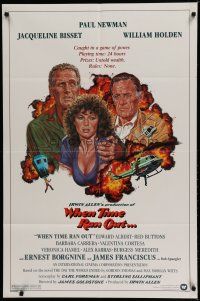 8x956 WHEN TIME RAN OUT 1sh '80 cool art of Paul Newman, William Holden & Jacqueline Bisset