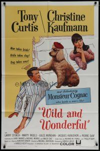 8x962 WILD & WONDERFUL 1sh '64 wacky image of Tony Curtis, Christine Kaufmann, & Monsieur Cognac!