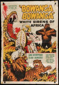8x966 WILD WOMEN 1sh '51 white sirens of Africa, cool jungle action animal artwork!