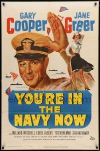 8x992 YOU'RE IN THE NAVY NOW 1sh '51 officer Gary Cooper blows his top, Jane Greer