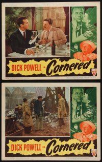 8y960 CORNERED 2 LCs '46 cool images of Dick Powell & Walter Slezak, Micheline Cheirel!