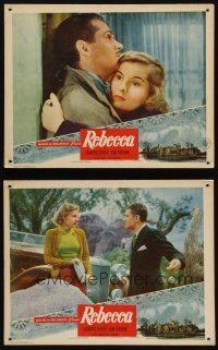 8y988 REBECCA 2 LCs R50s Alfred Hitchcock, c/u of Laurence Olivier holding Joan Fontaine!