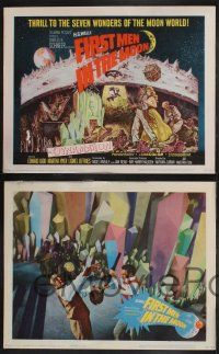 8y224 FIRST MEN IN THE MOON 8 LCs '64 Ray Harryhausen, H.G. Wells, fantastic sci-fi art!
