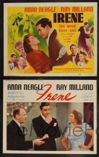 8y314 IRENE 8 LCs '40 pretty Anna Neagle & handsome young Ray Milland, with great tc art!