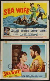 8y544 SEA WIFE 8 LCs '57 cool images of sexy Joan Collins & Richard Burton on raft at sea!