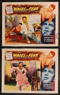 8y943 WAGES OF FEAR 3 LCs '55 Yves Montand & Vera Clouzot, Henri-Georges Clouzot