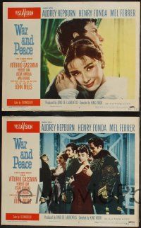 8y656 WAR & PEACE 8 LCs '56 Audrey Hepburn, Henry Fonda & Mel Ferrer, Leo Tolstoy epic!