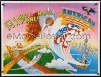 8z418 ADVENTURES OF THE AMERICAN RABBIT British quad '86 wacky art of red, white & blue bunny!