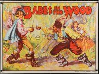 8z422 BABES IN THE WOOD stage play British quad '30s artwork of kids watching men duelling!